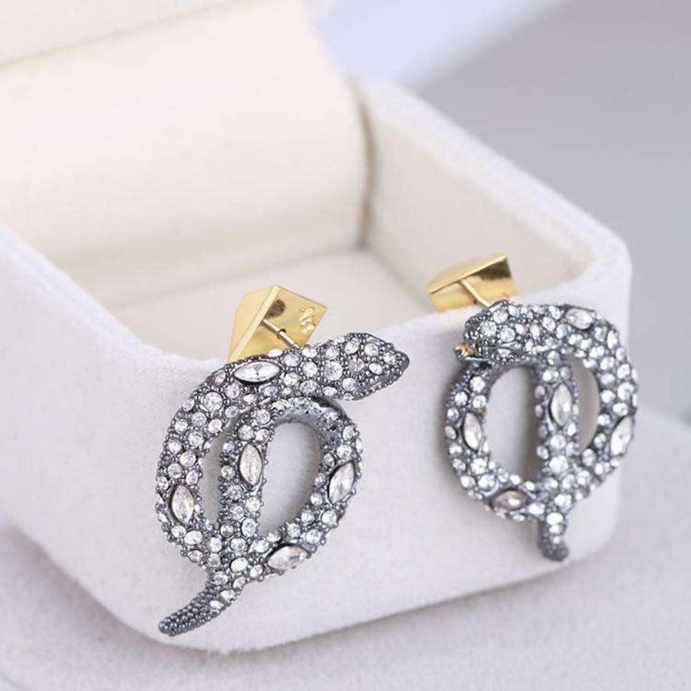 NEW Alexis Bittar Coiled Serpent Black Snake Earrings